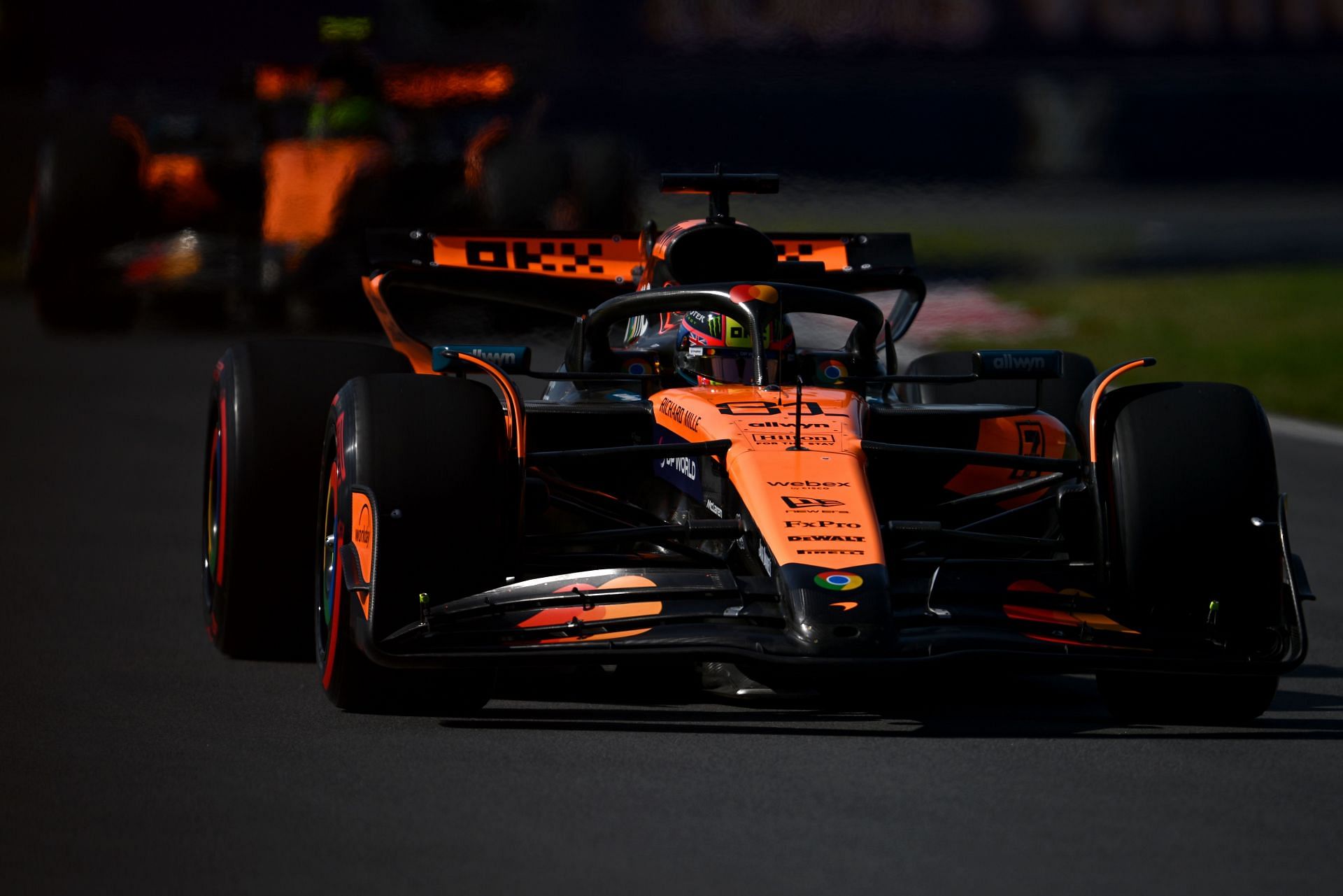 Oscar Piastri (81) leads Lando Norris (4) during the F1 Grand Prix of Canada Qualifying. Source: Getty